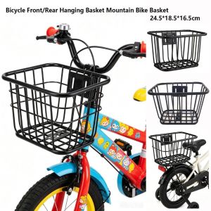 FLYING Metal Folding Electric Vehicle Bag Large Capacity Bracket Type Bicycle Front Hanging Basket Dustproof Waterproof Childrens Folding Bike Storage Basket Childrens Folding Bike Accessories