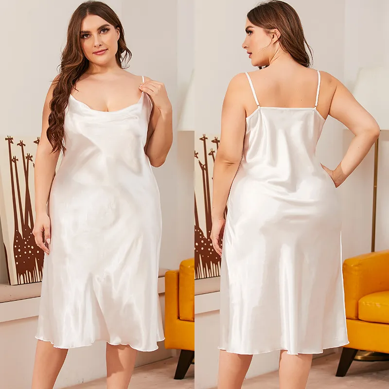 Women's Plus Size Nightgown V Neck Satin Lace Chemise Babydoll