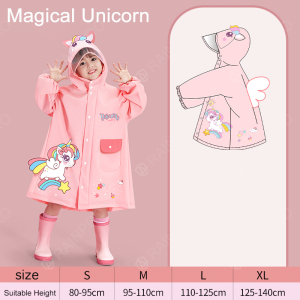 RAINPRO Kids 3D Cartoon Raincoat: Boys and Girls Kindergarten Elementary School w Backpack Slot