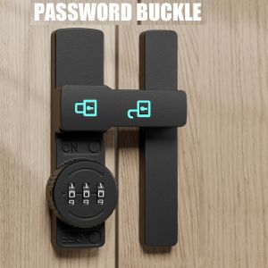 Password Door Lock and Deadbolt 180 Degree Sliding Barn Door Lock with 3-Digit Combination Lock Luminous Sign Window Lock Bolt