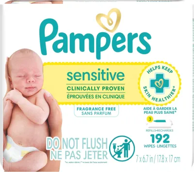 Pampers Sensitive Baby Wipes Water Based Hypoallergenic and Unscented 1 Flip-Top