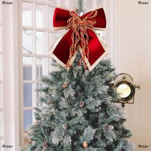 [COD] fhsav โบว์คริสต์มาสโบว์พวงหรีดขนาดใหญ่สำหรับห่อของขวัญต้นไม้งานฝีมือตกแต่งคริสต์มาสงานฝีมือวันหยุดต้นคริสต์มาสริบบิ้นประดับ