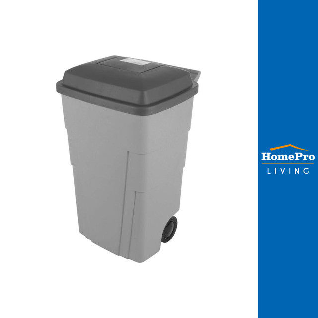 Homepro ถ งขยะเหล ยม ฝาเป ด ป ด ม ล อ 120l ส เทา แบรนด Flowerware