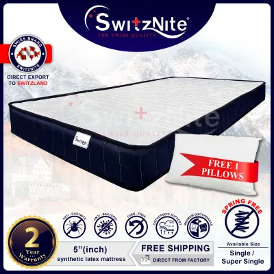 Switznite Synthetic Latex (Single / Super Single) 5 Inch Mattress Tilam | No Springs Mattresses | High Quality (2 Years Limited Warranty)