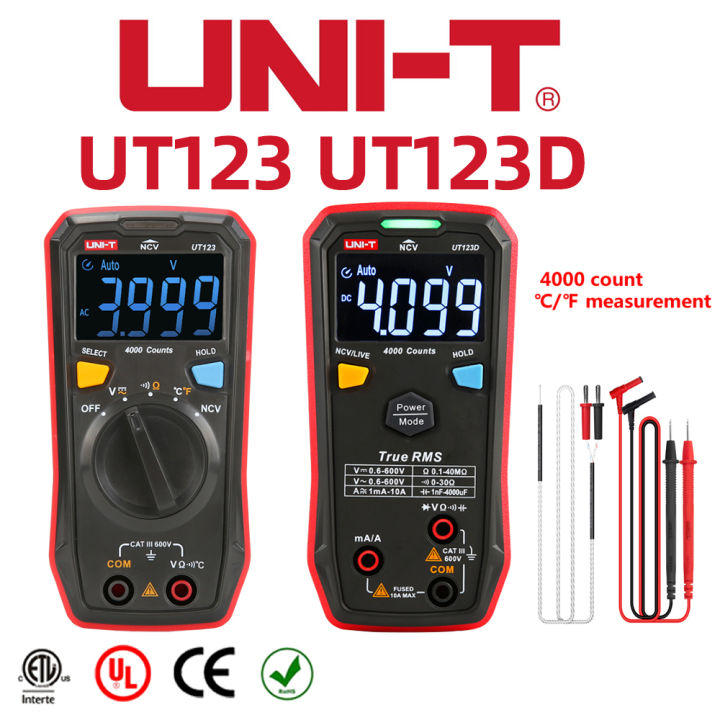 UNI-T Auto Range Mini Digital Multimeter Temperature Tester UT123 ...