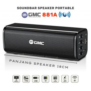 Salon Speaker Soundbar GMC 881-A FUUL BASS Double Woofer  (Bluetooth/USB/TF/FM/Panjang 18cm ) /speaker bluetooth full bass/salon bluetooth full bass/speaker aktif super bass/subwoofer full bass