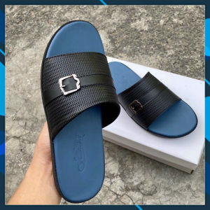 Dép cho nam quai ngang phối màudép nam YVYSHOEdép đế cứng cao su đúc chống trơn trượt full size