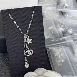 New star and water drop full-diamond tassel necklace for women versatile and stylish collarbone chain for everyday wear
