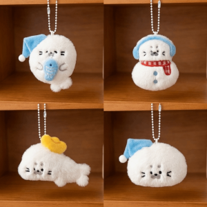 ED Soft Stuffed Seal Plush Keychain Fluffy Plush Animal Key Pendant Q-version Small Size Bag Charm Daily Use