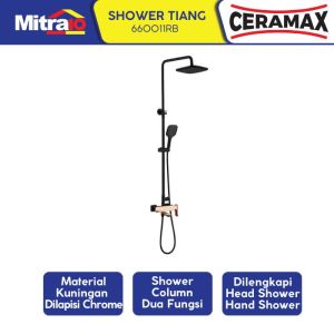 Ceramax Shower Tiang Kolom 660011RB Hitam-Emas (Set)