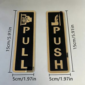 2Pcs Acrylic Push Pull Door Sign Self-Adhesive Stickers for Office Shop & Cafe Door