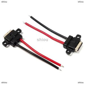 [COD] shiou TypeC 2Pin Waterproof Female USB C Socket Port With Screw Hole Fast Charge Charging Interface USB Connector With Cable H11.5mm