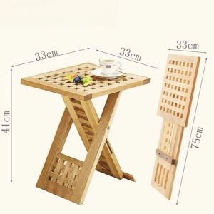 Sacesr Solid Wood Balcony Coffee Tables Square Grid Portable Fold Bedside Table Nordic Simple Countryside Non-install Home Furniture J6H9P