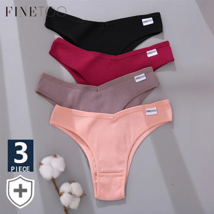 3PCS/Set FINETOO Cotton Panty Women's Panties Waffle Brazilian Seamless  Briefs Female Underpants Intimates Women Lingerie S-XL
