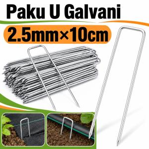 Weedmat Pin Ground Peg U Shape Nail Galvanized Steel Tent Stake 100Pcs 2.5mm x 10cm for Artificial Grass Mesh Mat Weed Barrier Fabric