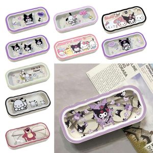 MENGLIANG Cartoon Sanrio Kuromi Pochacco Glasses Box Portable Transparent Wave Reading Eyewear Case Eye Wear Accessories Glasses Holder Sunglasses Organizer Students