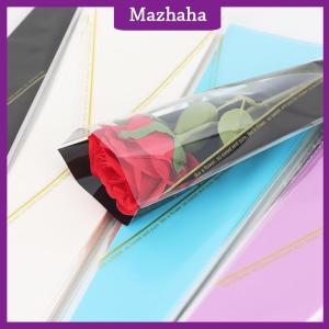 Mazhaha 50pcs Single Rose Sleeves Flower Wrapping Bag Bouquet Packaging Bags Clear Cellophane Floral Wrappers For Valentines Day