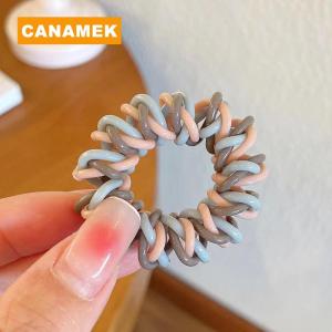 【CANAMEK】 Fashion Simple Elastic Hair Bands Casual Girl Spiral Hair Ties Colorful Rubber Telephone Cord Scrunchies Hair Accessories