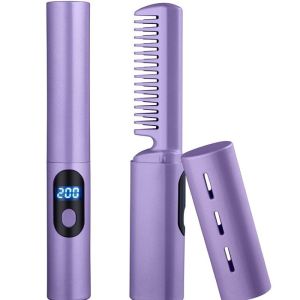 Luckin Mall Rechargeable Mini Hair Straightener Comb With 3 Heat
