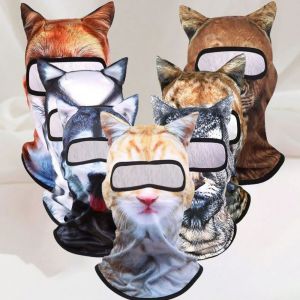 MYTHIS 3D Animal Print Balaclava  Breathable Fabric Ice Silk Full Face  Funny Windproof Design Neck Gaiter For Motorcycle