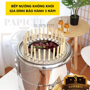 Bếp Nướng Than BBQ Không Khói 360 Tiết Kiệm Thanbằng Inox không gỉ - Tặng kèm 30 xiên thịt