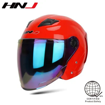 HNJ A4-001 PLAIN Motorcycle Helmets Half Face for womens single Visor motors helmet with mens