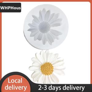 [COD] WHPHous Ship within 24 hours Daisy Chamomile Flower Silicone Mold With Hole Car Aromatherapy Epoxy Handmade Soap Candle Mold DIY Decoration Candy Icing Mold