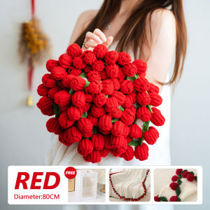 GiftDeal Crochet Rose Flower Bouquet Blanket Valentines Day Galentines Day Birthday Gift for Mom Wife Girlfriend