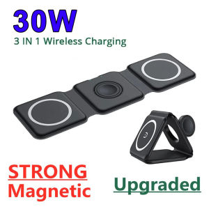 3 In 1 Ma-gnet Wireless Charger Pad Stand Foldable for Phone 14 13 12 11 Watch 30W Fast Charging Dock Station