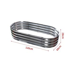 Elliptical garden beds made of high-quality rust resistant galvanized steel in urban garden shops