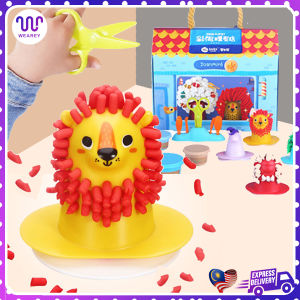 Kids Children Color Clay & Dough Toys Haircut Hairstylist Modeling Mud Pretend Barber Role Play with Cute Animal Educational Toy Present Mainan Budak Potong Rambut