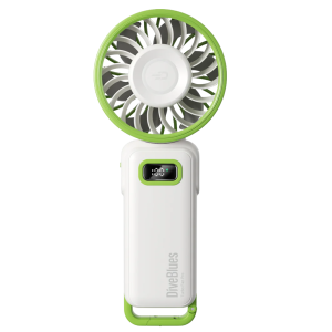 Diveblues 100-Speed Turbo Cooling Fan – Foldable Rechargeable Portable Neck & Desk Fan with Digital Display (3600mAh USB-C)