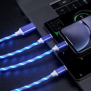 3 In 1 LED Lighting Multi Universal Cable Triple USB Fast Charger Cable for Micro USB Type C Charging Wire for Samsung Huawei Xiaomi Honor IPhone Cable