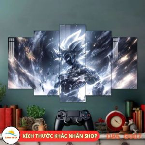 Bộ 5 Tấm Tranh Tráng Gương Ghép Decor DRAGON BALL - 7 VIÊN NGỌC RỒNG - SONGOKU Treo phòng khách có khung COMPOSITE