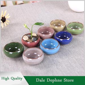 [Dale Dephne] น่ารักน้ำแข็ง-รอยแตกเคลือบดอกไม้เซรามิกฉ่ำชาวไร่มินิพืชหม้อตกแต่งบ้าน