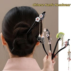 NOVELLEO Tassel Sandalwood Hair Stick Wooden Wood Chinese Style Hairpin Antique Girl Hair Accessories Hanfu Headwear Women