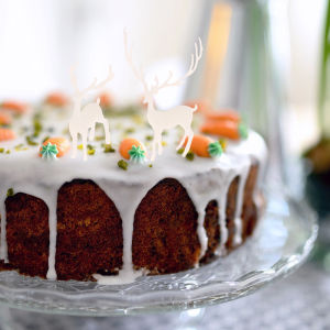 [tianjunmaoyi] ต้นกวางคริสตัลเรซินขนาดเล็ก1ชิ้นตกแต่งโต๊ะของหวานสีขาวตกแต่งโต๊ะสำหรับเด็กบ้านของขวัญปีใหม่