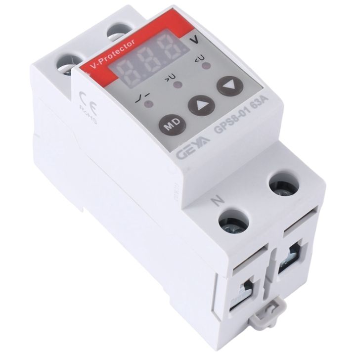 Geya Gps8 Din Rail Over Current Protector Over Voltage Under Voltage