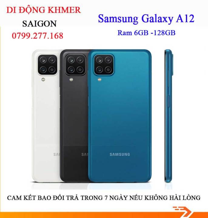 Điện thoại Samsung Galaxy A12 Ram 6GB bộ nhớ 128GB máy zin full chức năng  pin 5000 mAh tặng kèm ốp lưng