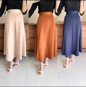 Audy Skirt Loose Korean Maxi Skirt Rok Flare Basic Wanita Maxi Skirt Rok Panjang Wanita