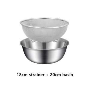 สแตนเลสตะกร้าระบายน้ำชุดสไตล์ญี่ปุ่นข้าวตะแกรงกรองที่มีขนาดมัลติฟังก์ชั่ตะกร้าผลไม้เครื่องครัว