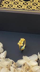 [ Premium Selection ] Vietnam Shajin Camellia Ring for Women Long-lasting Color Niche Design Unique Simple Style Brass Open Ring