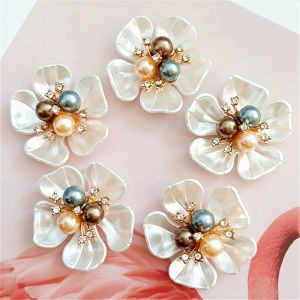 Salime 2PCS Flower Rhinestone Buttons Crafts Clothes Alloy Metal Sewing Button For Hair Accessories Brooch DIY Decoration