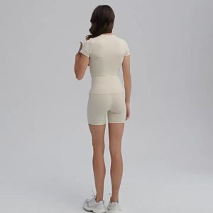 Spring and summer yoga wear short-sleeved fitness sports top outerwear outdoor running quick-dry shirt for women
