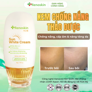Kem Chống Nắng Thảo Dược Sun White Cream 50g Renoskin 3 in 1 - Hỗ Trợ Cấp Ẩm Nâng Tone Da