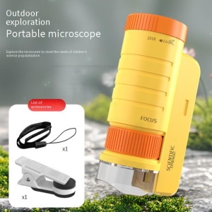 Handheld Microscope LED Light 60X-200X Magnifier Children Biological Learning Toy Portable Science Experiment Tool