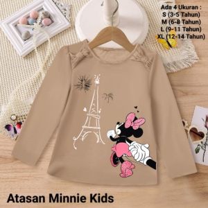 Atasan Kaos Anak Perempuan Lengan Panjang Model Pita Kupu-Kupu Atasan Minnie Kids Matt Babyterry