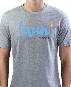 BA259 Kaos Livin by Mandiri - Logo Bank Mandiri - Kaos Hitam Putih dan Abu Misty