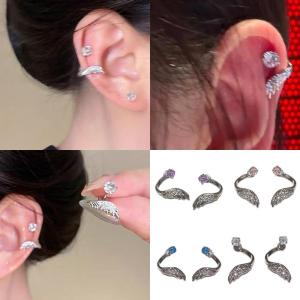 Contemporary Wrap Around Wing Shaped Earrings Ear Studs with Sparkling Detailing For Sensitive Skin
