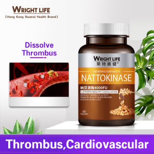 WRIGHT LIFE Natto Capsules 4000FU Heart and Blood Supplement Improve Blood CirculationSoften Blood Vesselsreduce Cholesterol for Old Parents 60 Capsules 纳豆保护心血管 - halal